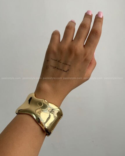دستبند بنگل پهن زنانه طلایی