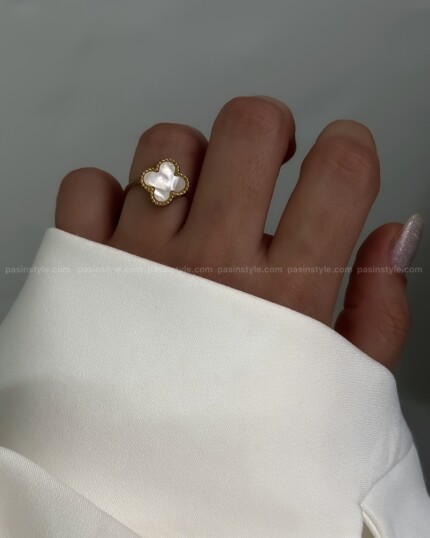 انگشتر ونکلیف تک گل سفید