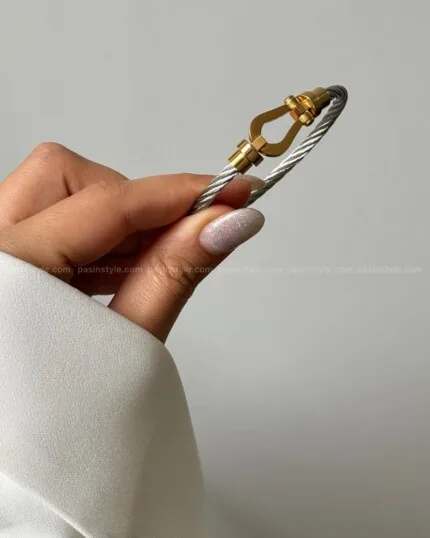 دستبند فرد استیل دو رنگ