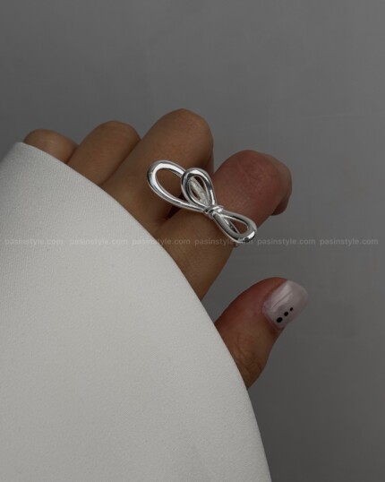 انگشتر پاپیون آبکاری نقره