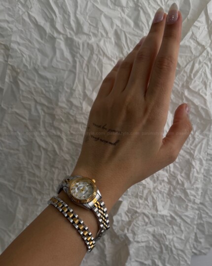 دستبند رولکس دو رنگ باریک زنانه