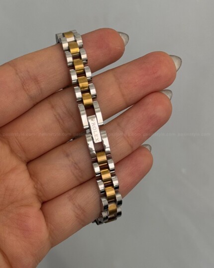 دستبند رولکس دو رنگ باریک