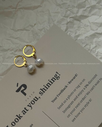 گوشواره حلقهای مروارید پرورشی اصل کد۰۰۳۱۴