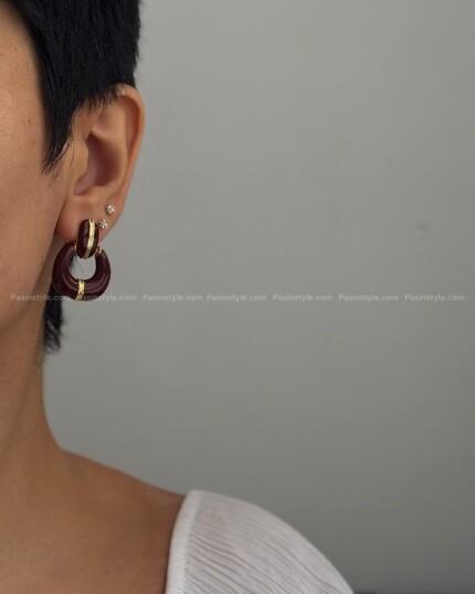 گوشواره مینیمال زرشکی کد۰۰۳۲۱