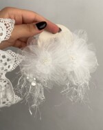 گوشواره گل سفید توری