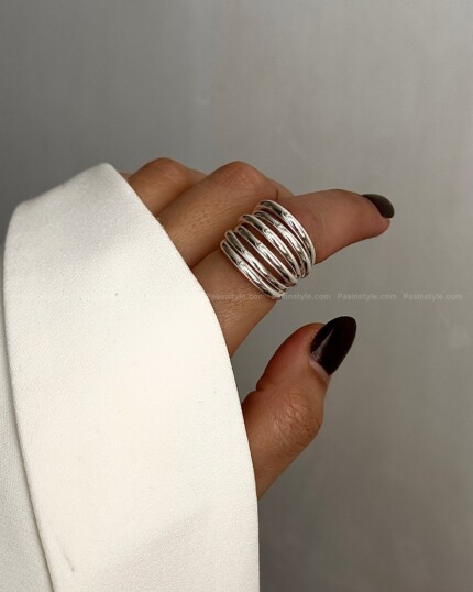 انگشتر استوانه آبکاری نقره